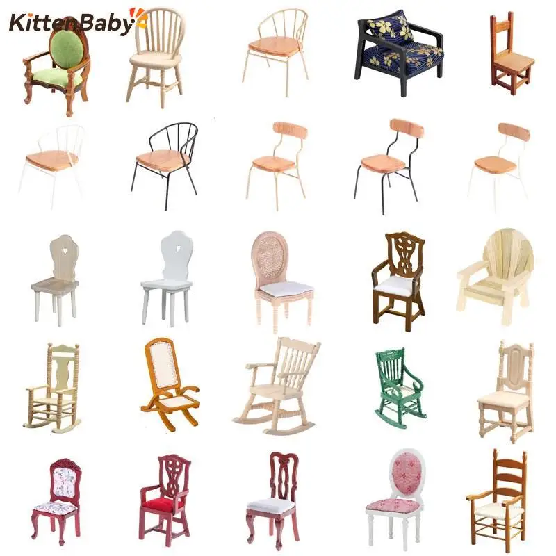 Puppenhaus Sessel Puppenhaus Möbel Miniatur Sofa Stühle Mini Schaukel stuhl Hochstuhl Modell Dekor Zubehör Spielzeug