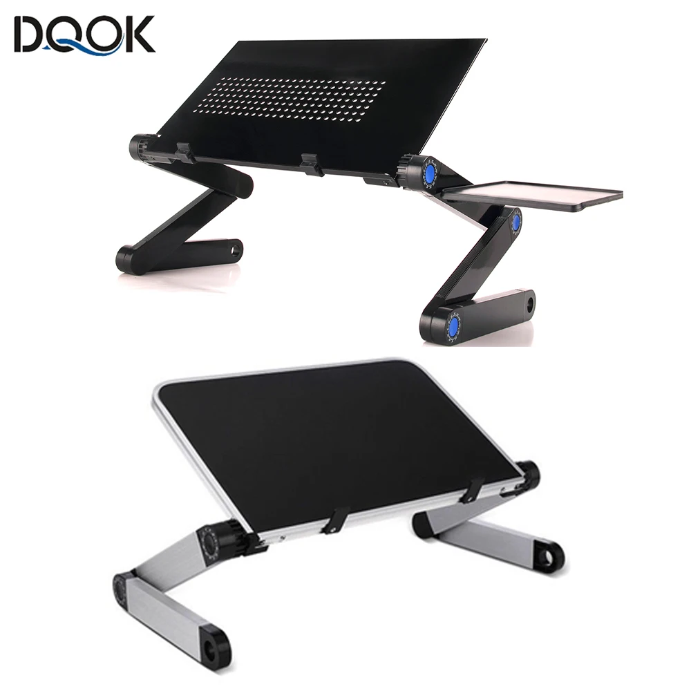 Verstellbarer Laptop-Schreibtischständer, tragbarer, ergonomischer Lapdesk aus Aluminium für TV, Bett, Sofa, PC, Notebook-Tisch, Schreibtischständer mit Mauspad Image