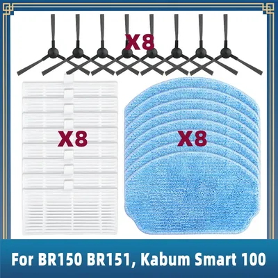Kompatibel für Kabum Smart 100 / MAMNV ZCWA ONSON GTTVO EICOBOT BR150 BR151 / MANVINS Kilgone LCrock BENICO G20 Ersatzteile Zubehör Seitenbürste Filter Mop Tuch Image
