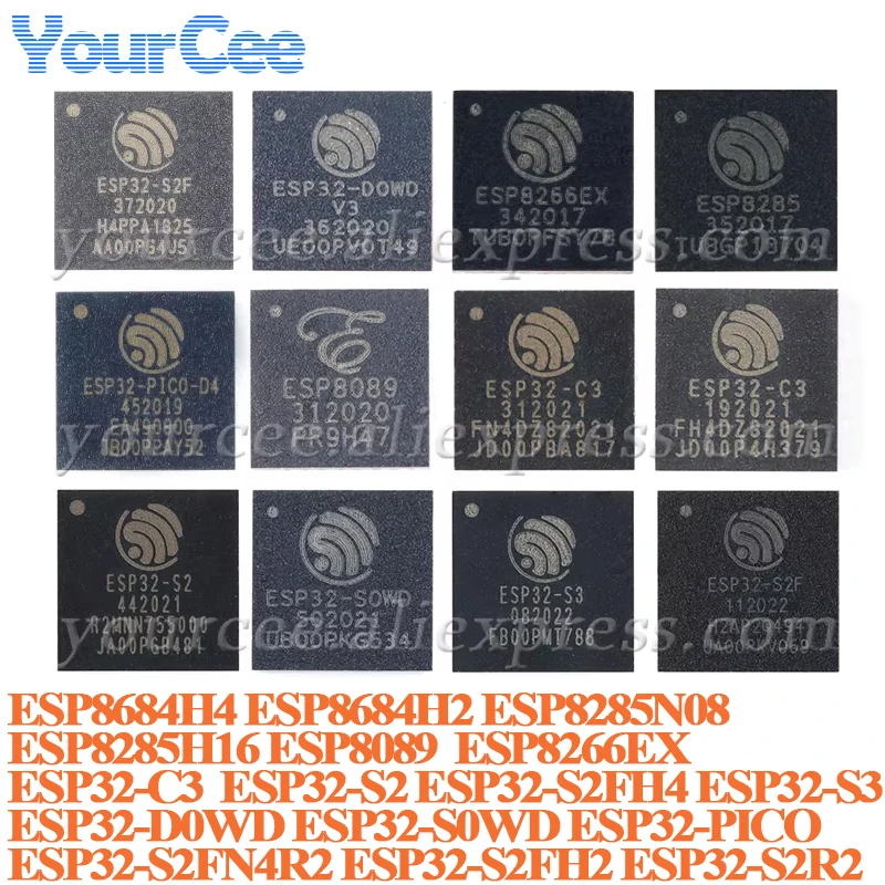 5 Stück/1 Stück ESP8266 ESP32 ESP8089 ESP8285 ESP8684 ESP32-S2 ESP32-C3 ESP32-D2WD ESP32-S3R2 -S3R8 WIFI Wireless IC Chip QFN-32 QFN-48 Image