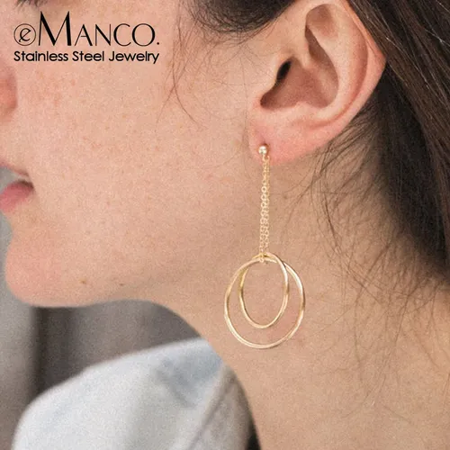 E-Manco Mode Ohrringe für Frauen Erklärung Edelstahl Geometrische Ohrringe Hängen Ohrringe