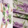 Elegante lila große Blume Chiffon Stoff Hochwertiges Sommerkleid Shirt Pyjama Cheong sam Han