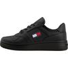 Sneaker TOMMY JEANS "TJM RETRO BASKET ESS", Herren, Gr. 46, schwarz, Leder, Textil, unifarben, sportlich, Schuhe, Freizeitschuh, Halbschuh, Schnürschuh, im Basket-Style