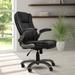 Modern Upholsterd Medium Back Executive Office Chair with Flip-up Arms, Computer Chair with Curved Back and Height Adjustment