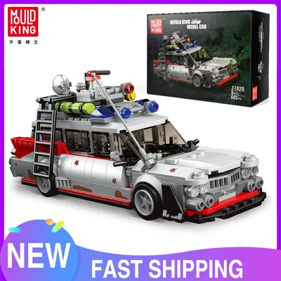 MOLD KING 27020 Technisches Autospielzeug The Mini Ghost Bustered ECTO-1 Automodell Montage Baustein Ziegel Kinder Weihnachtsgeschenke Image