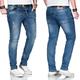 Slim-fit-Jeans ALESSANDRO SALVARINI "ASCatania" Gr. W31 L34, Länge 34, blau (as, 160, used) Herren Jeans Slim Fit