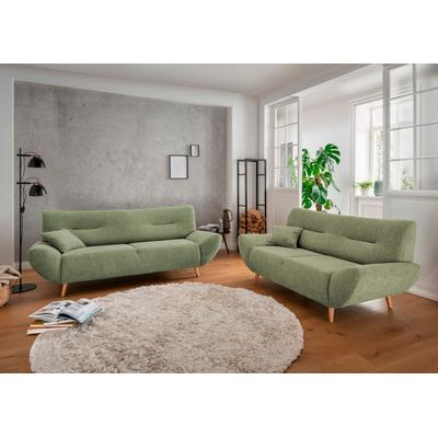 Polstergarnitur INOSIGN "Drago, modern und zeitlos, aktuelle Formensprache, komfortabel", grün, H:81cm T:90cm, 100% Polyester, Sitzmöbel-Sets, als Sessel/Polsterecke erhältlich, versch. Stoffe, inkl. 2 Zierkissen Image