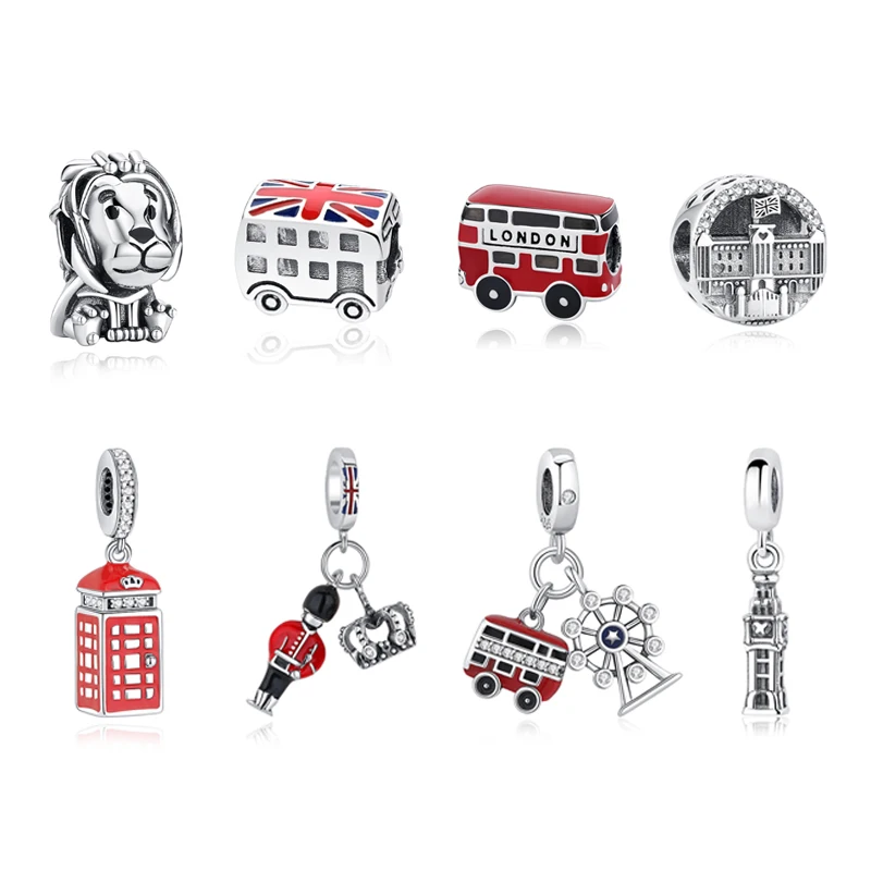 Original 925 Sterling Silber Charms Liebe London Bus Schutz Anhänger Perlen Fit Marke Armbänder Halsketten Frauen DIY Schmuck