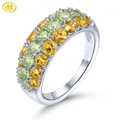 Natürliche Peridot Citrin Solide Silber Ringe 2 3 Karat Echtem Bunte Edelstein Schmuck Top Qualität