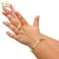 Aniid 24 Karat Gold Farbe Baby Armband Armreifen Kupfer Kinder Manschette Säugling verstellbare