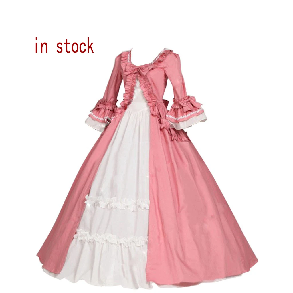 (auf Lager) Viktorianisches Damenkleid, rosa Gothic-Lolita-Kleid, Kostüm der 1800er Jahre, viktorianisches Rokoko, edwardianisches rosa Kleid, Prinzessinnenkleid