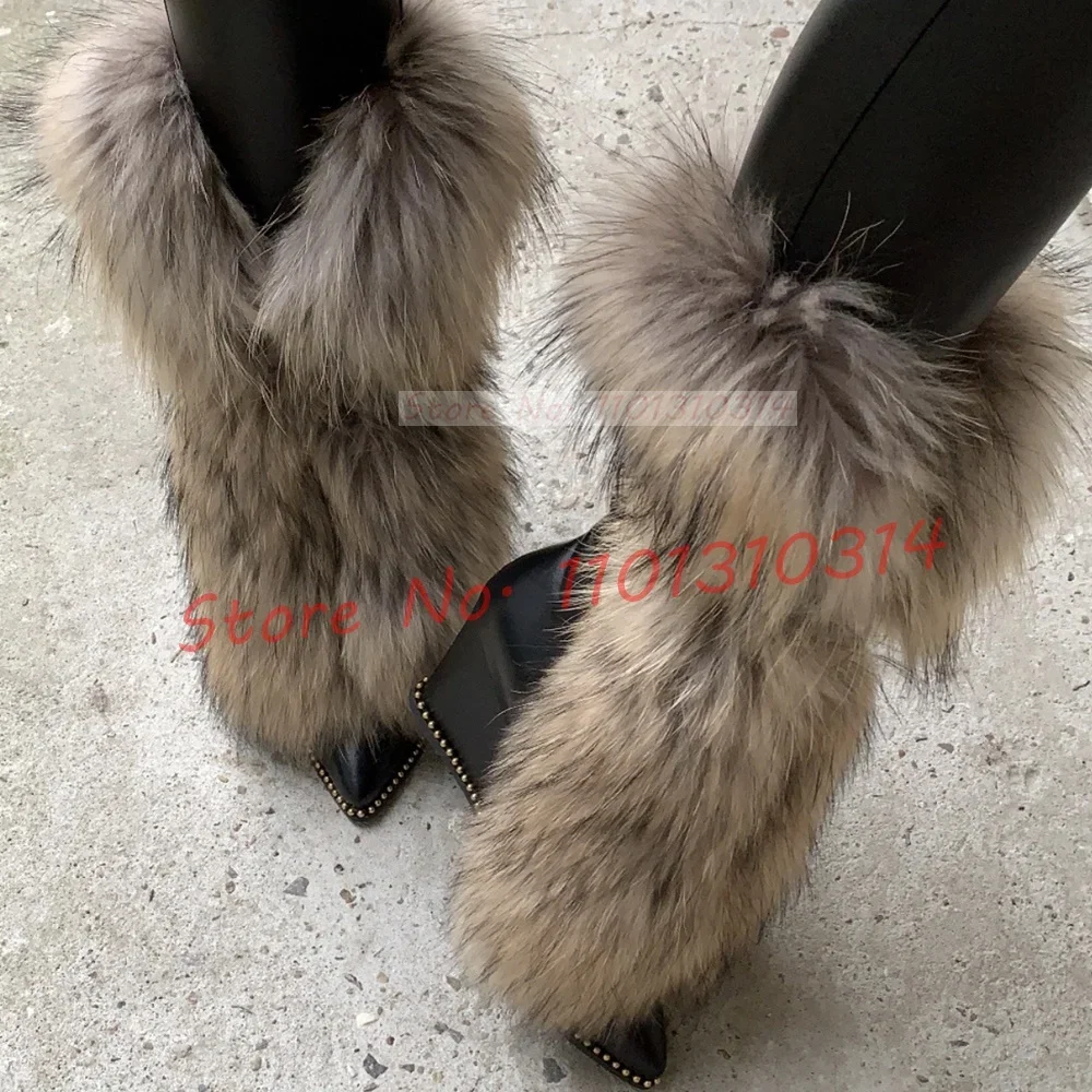 Pelz spitzen Keil Stiefeletten Damen neuesten beige Rive Trim Schnürung Wildleder Heels Stiefel Frauen Luxus stilvolle große Größe pelzigen Schuhe