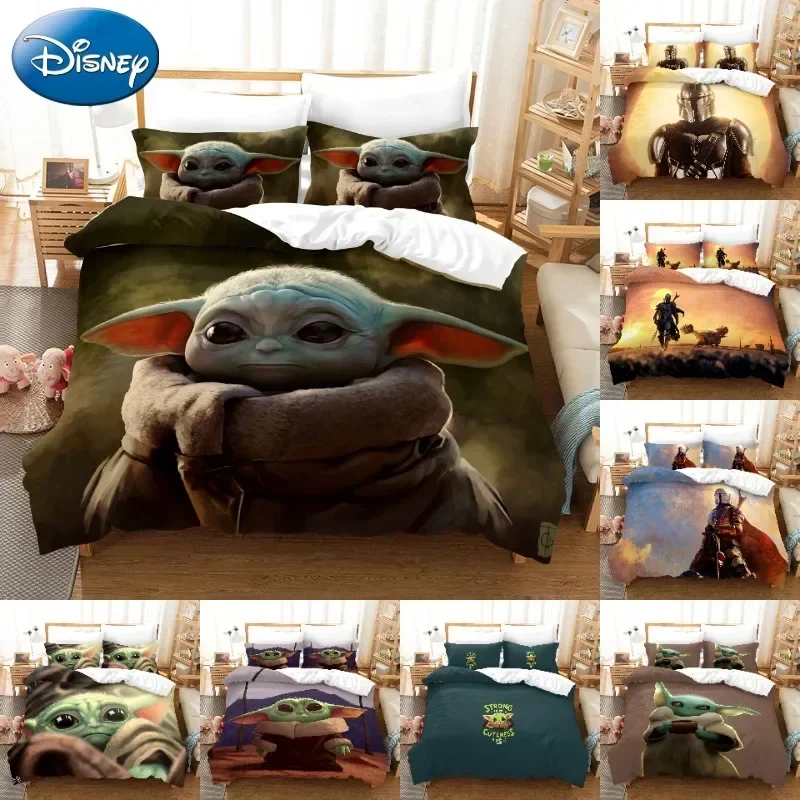 Disney Stars Wars Grogu Baby Yodas Bettwäsche-Set Kissenbezug Blatt Cartoon Bett Textil Bettbezug Kawaii Kissenbezug Set Image
