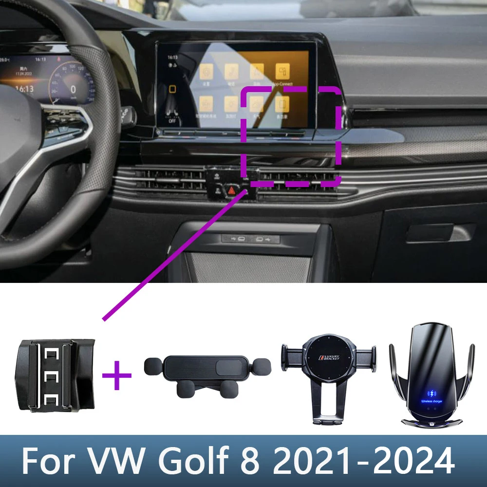 Für Volkswagen VW Golf 8 MK8 2021 2022-2024 Auto Telefon Halter Spezielle Feste Halterung Basis Drahtlose Lade Innen zubehör Image