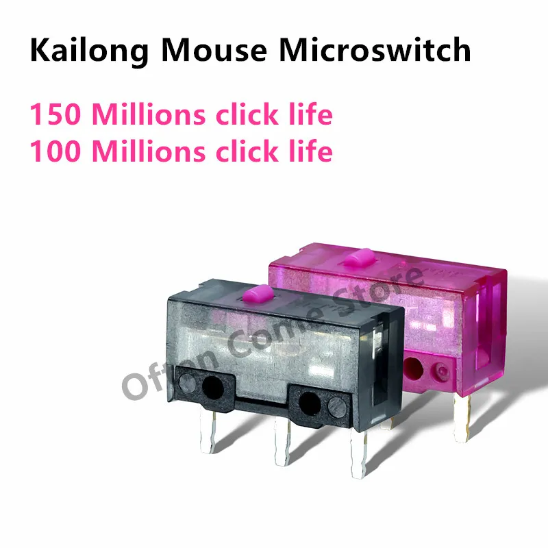 1 Stück KaiLong Maus Mikroschalter Lila Gold Rosa Punkt 150 Millionen Klicken Sie auf Lebensdauer Schwarz Transparent 100 Millionen Klicken Sie auf Lebensdauer Image