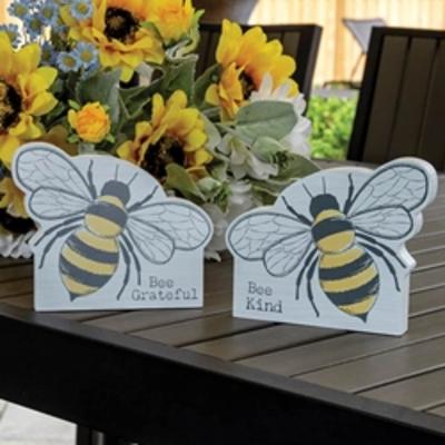 Bee Kind/Grateful Bee Sitter 2 Asstd. - Height - 4.50 x Width - 0.75 x Length - 5.50 in.