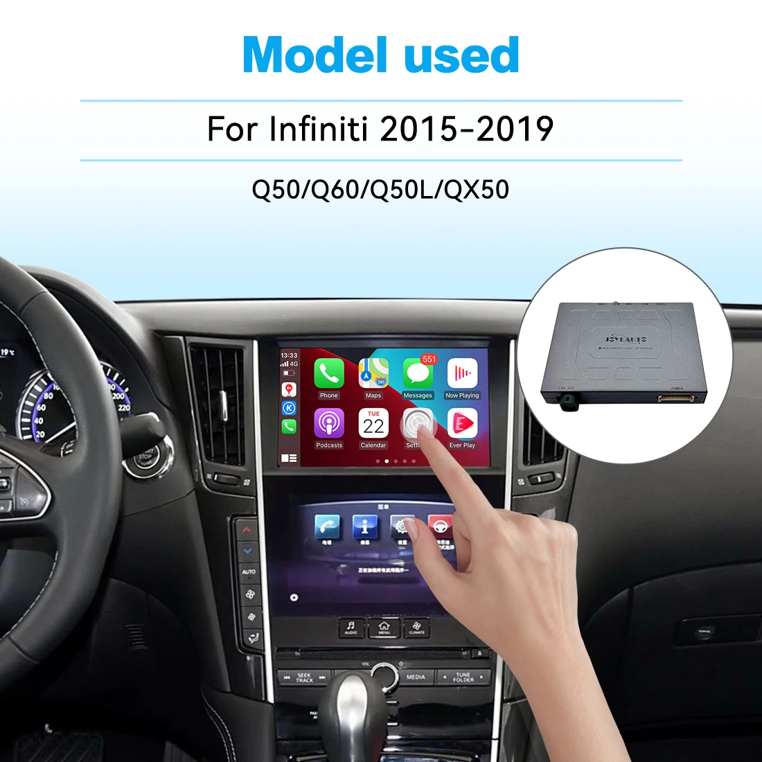 Neue JoyeAuto Wireless Apple CarPlay Android Auto-Schnittstelle für Infiniti 2015–2019 Q50 Q60 Q50L QX50 Mirroring Car Play AirPlay Image