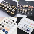 Kristall Simulierte Perle Ohrringe Set Frauen Schmuck Zubehör Piercing Ball Stud Ohrring Kit