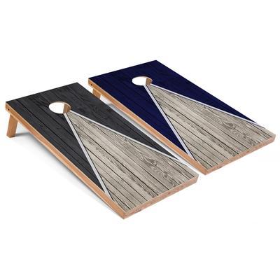 Dark Grey and Navy Pyramid Outdoor Cornhole Set