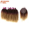 MODE IDOL Afro Verworrene Lockige Haar Extensions 16-20 inch Synthetische Haar Bundles Spitze Mit