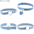 Blau Denim Herz Anhänger Choker Halskette Für Frauen Jeans Colliers tattoo Kragen Collier ras de cou