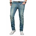 Slim-fit-Jeans ALESSANDRO SALVARINI "ASLuca" Gr. W33 L32, Länge 32, blau (as043) Herren Jeans Slim Fit