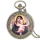 Silber/Bronze Halskette Uhr Jungfrau Maria & Jesus Thema Quarz Taschenuhr Exquisite Anhänger Kette