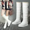 Winter Warm Rosa Weiß Schnee Stiefel Frauen Schuhe 2025, Low Heels Kniehohe Stiefel Weibliche Plattform Plüsch Lange Boote Mujer Schwarz 34-43