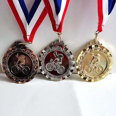 Radfahren Medaille Gold Farbe und Silber Farbe und Branze Farbe Mit Band 6 5 CM Fahrrad Medaille