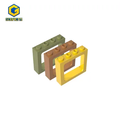 Moc-Fenster, 1 x 4 x 3 Zug mit Rollladenlöchern und massiven Bolzen an den Enden, Ziegelteile, 4034, Bausteine, Kinderspielzeug, Geschenk, DIY-Modell Image