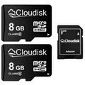 2er Pack Cloud isk Flash-Speicher Micro SD-Karte 4GB 2GB C6 TF-Karten 8GB Klasse 10 A1 Mini-SD-Karte