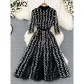 Ewq süßer Stil y2k vestidos Sommer neue Damen kleid Stickerei Mesh Patchwork Langarm Kleider mit