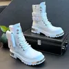 Weiße High-Top-Schuhe für Herren, Herbst- und Wintermode, Trend-Cowboystiefel, britischer Stil,