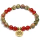 Natürliche unakite und Rot Onyx Perlen Armband Lotus Handgelenk Mala Healing Kristall Lotus OM