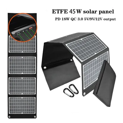 Jmuytop etfe 45w solar ladung faltbar pd 18w tragbare power bank typ c pd usb qc 3,0 5v 9v 12v Image