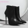 Marke Neue Glamour Grau Schwarz Frauen Knöchel Nackte Formale Stiefel Sexy High Heels Büro Dame Schuhe S273 Plus Große Größe 10 46 48