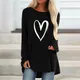 2021 herbst Winter Lose T-Shirt Frauen Herz 3D Gedruckt Tops Oansatz Langarm Übergroßen Shirt