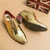 Neue 2025 Luxus Gold Männer High Heel Leder Schuhe Mokassins Designer Spitze Kleid Schuhe Männer Hochzeit Formale Schuhe Große Größe 46