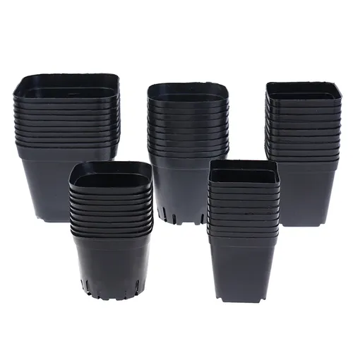 10 stücke Schwarz Farbe Blumentöpfe Pflanzer Topf Trays Kunststoff Töpfe Kreative Kleinen Platz