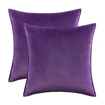 Inyahome Solide Samt Dekorative Wurf Kissen Abdeckung Set Von 2 Wohnkultur für Couch Schlafzimmer Auto Coussin Canapé Lila Image
