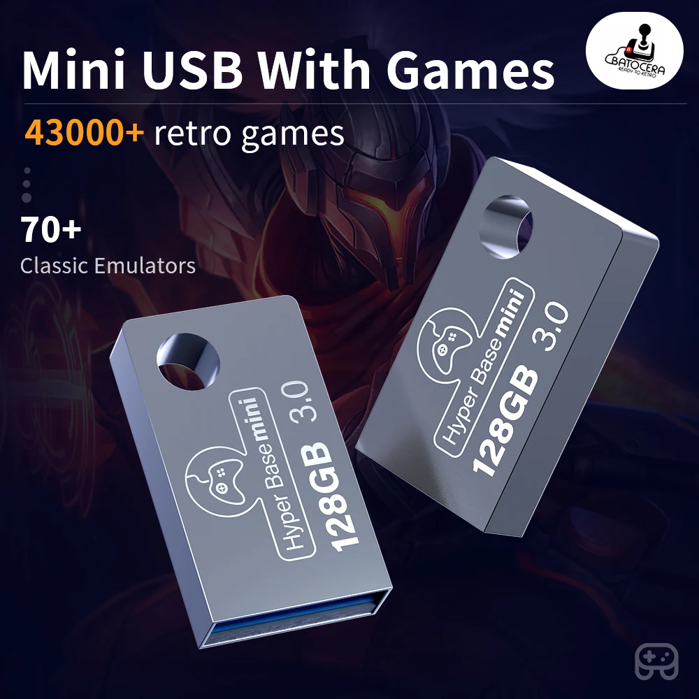 Hyper Base Mini 128 GB USB 3.0 Disk Vorinstallierte 43000 Retro-Spiele-Emulatoren für PS3/PS2/XBOX/Wii/MAME/NES/N64 für Windows PC