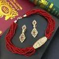 Sun spicems Charme Marokko Perlen Choker Halskette Tropfen Ohrring Arabisch Braut schmuck Sets für