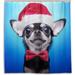 Coolnut Smart Dog in Christmas Costume Bath Shower Curtain Liners 66x72in 100% Polyester Waterproof with C-Shaped Curtain Hook Modern Bathroom Decoration 1 Panel