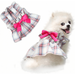 Dog Plaid Dress Bow Tie Puppy Princess Dress Spring Summer Autumn Classic Sleeveless Bow Knot Short Skirt Puppy Dress (XS Size)