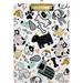 12.5 x9 Cartoon Dogs Clipboards Standard A4 Letter Size Nursing Clipboard with Low Profile Metal Clip Decorative Clip Board for Office Supplies Gold