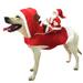 Opvise Dog Christmas Costume Running Santa Claus Riding on Pet Fasten Tape Thick Warm Plaid Color Matchubf Coat Dog Cat Hoodie Christmas Holiday Outfit Pet Xmas Dog Clothes for Christmas Red