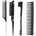 4 Piece Hair Brush Styling Comb Set Boar Bristle Edge Brush Detangling Brush Rat Tail Comb and Wide Tooth Comb for Women Girls Men Detangling Smoothing and Styling Hair (Black)