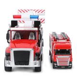 Fire Truck Toy 2 Pack Firetruck Toys Set with Truck and Trailer Rotating Ladder Firetruck Pull Back Alloy Car Toys for Toddlers Boys Girls Kids Gift Age 3 4 5 6 7 Years Old