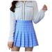 GUIGUI Women Wrap Hip Mini Skirt Women s Fashion High Waist Pleated Mini Skirt Slim Waist Casual Tennis Skirt Casual Flowy Skirt(Blue Size-2XL)