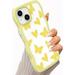Heart and Butterfly Print Cute Wave Case Compatible with iPhone 14 Plus Case for Women Cute Curly Wave Frame Shape Shockproof Soft Case for iPhone 14 Plus Phone Case- Yellow